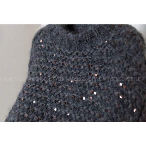 Brunello Cucinelli Sweater Top with Sequins Gray Size S - Picture 8 of 10